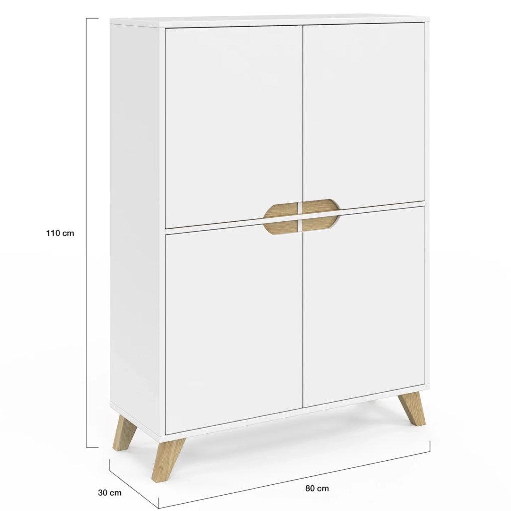 IDMarket - Contenitore scandinavo bianco a 4 ante TROMSO