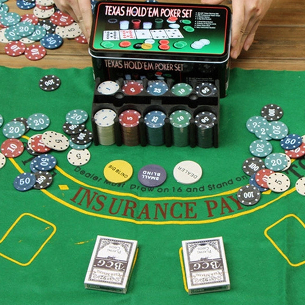 Trade Shop - Set Cofanetto Poker Texas Holdem Fiches Chips Professionale Scatola Di Latta -