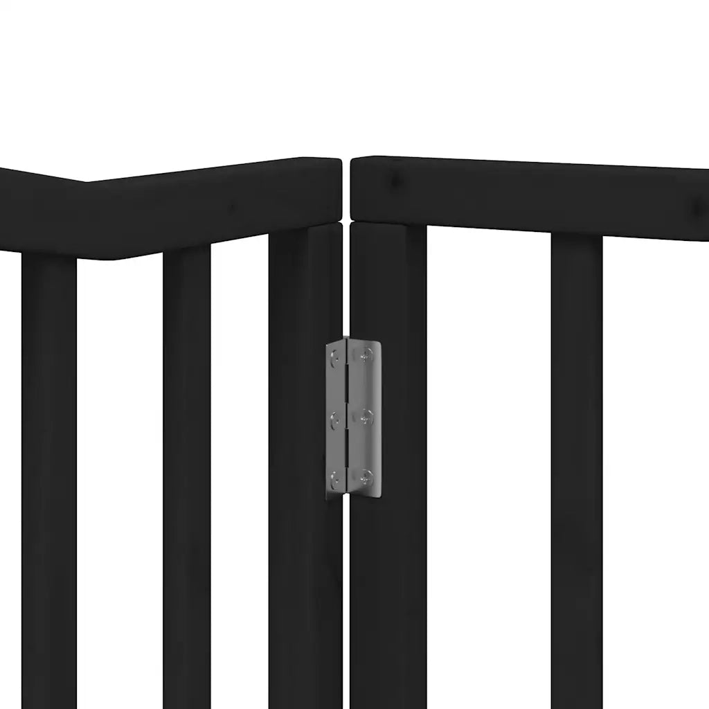 Cancelletto per cani con porta pieghevole 4 pannelli nero 320 cm in legno di pioppo 352225
