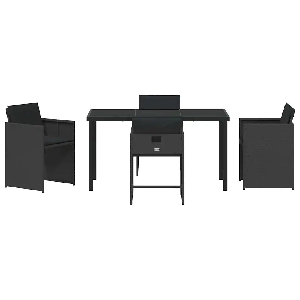 Set da Pranzo per Giardino 5 pcs Nero polyrattan 3380690