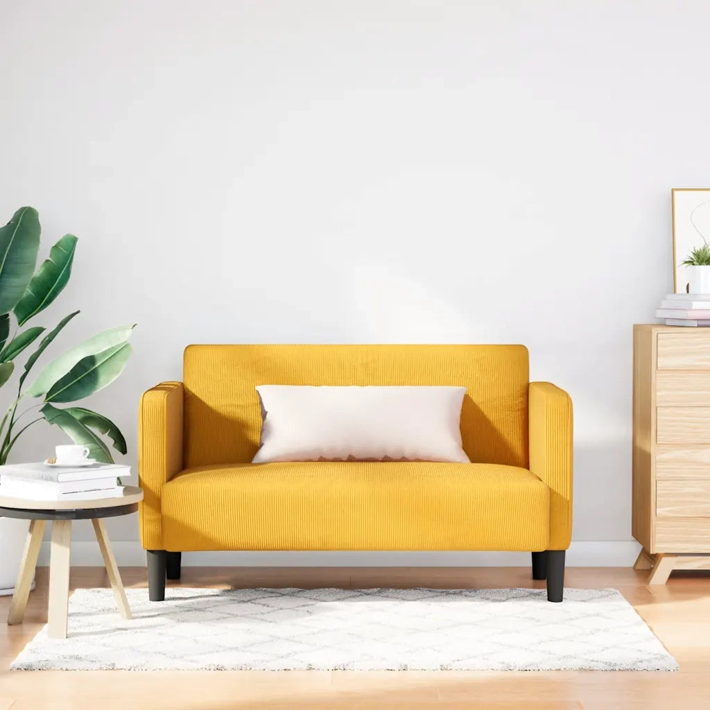 Divano Divanetto-Sofa Giallo Chiaro 109cm Tessuto di Velluto a Coste