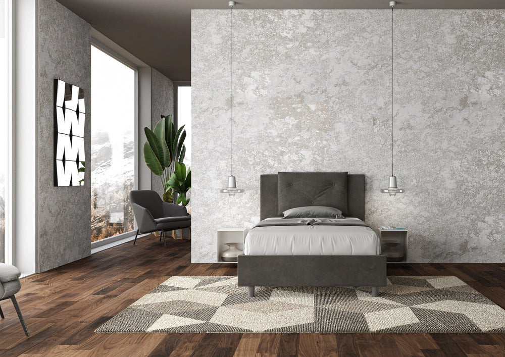 Letto 1 Piazza e Mezzo 120x210 cm con Rete e Contenitore Appia Grigio
