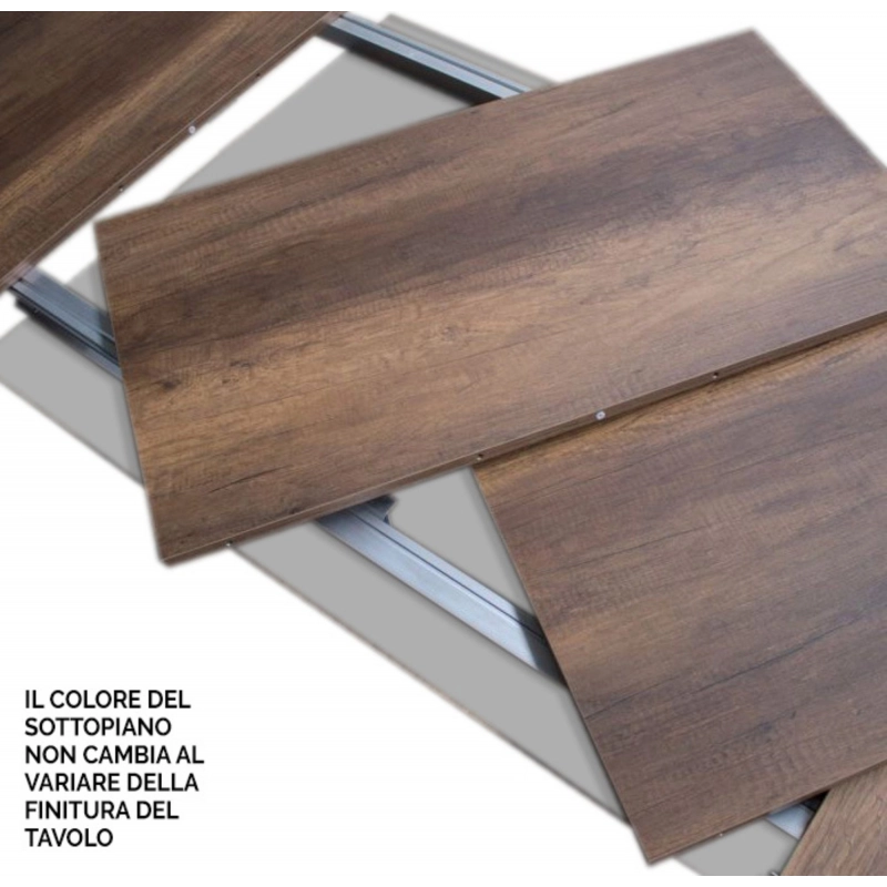 Tavolo allungabile 90x90/246 cm Tecno Premium telaio Antracite - Cemento