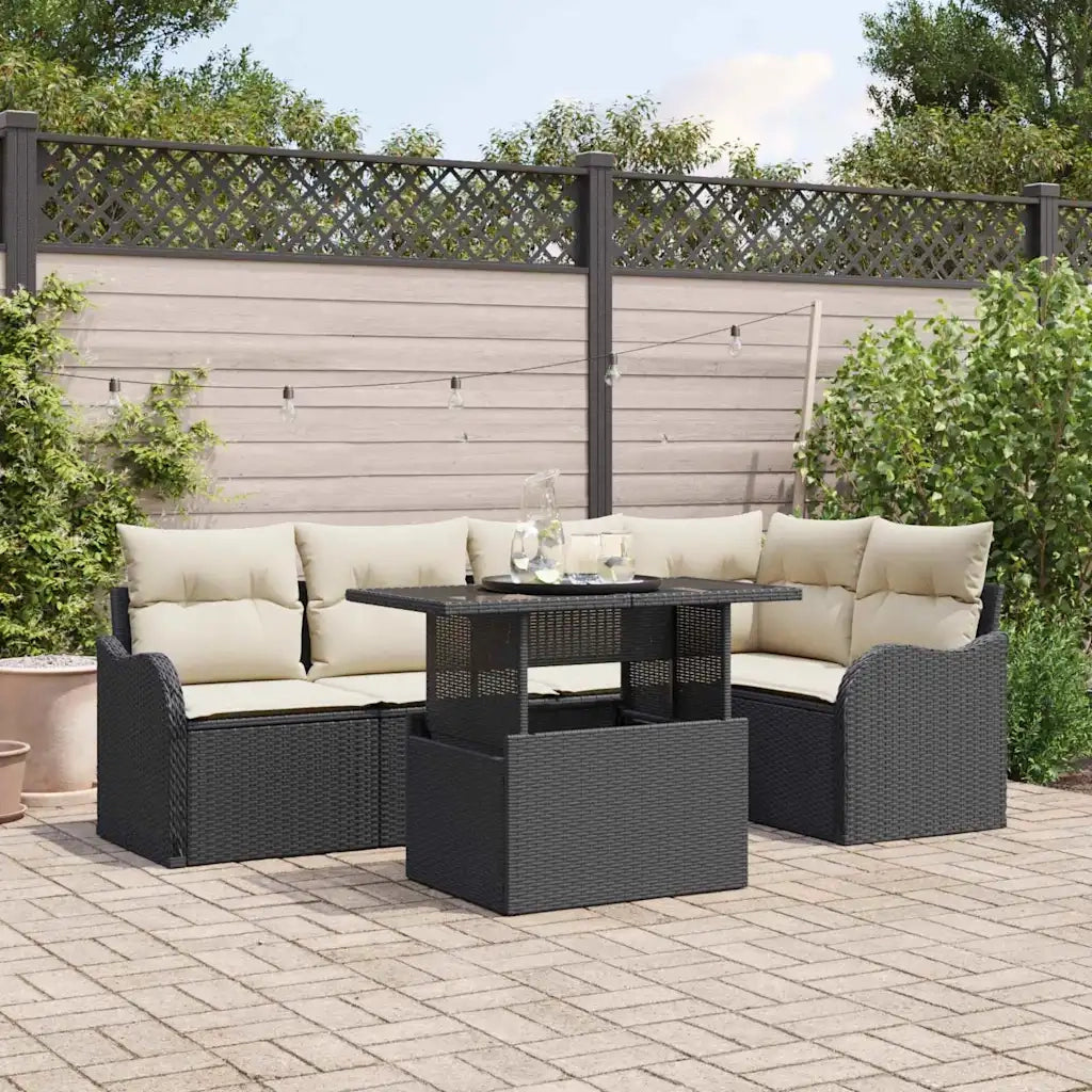 Set Divano da Giardino 6 pcs Nero Rattan in Polipropilene 3357200
