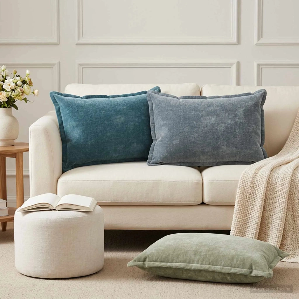 Federa 2 pz HOUTEN Blu 50 x 70 cm Tessuto Chenille 919541