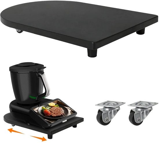 Piastra di scorrimento in legno con ruote a 360° - piedini in gomma - compatibile con Thermomix TM7 - dimensioni 30 x 40 x 3 cm