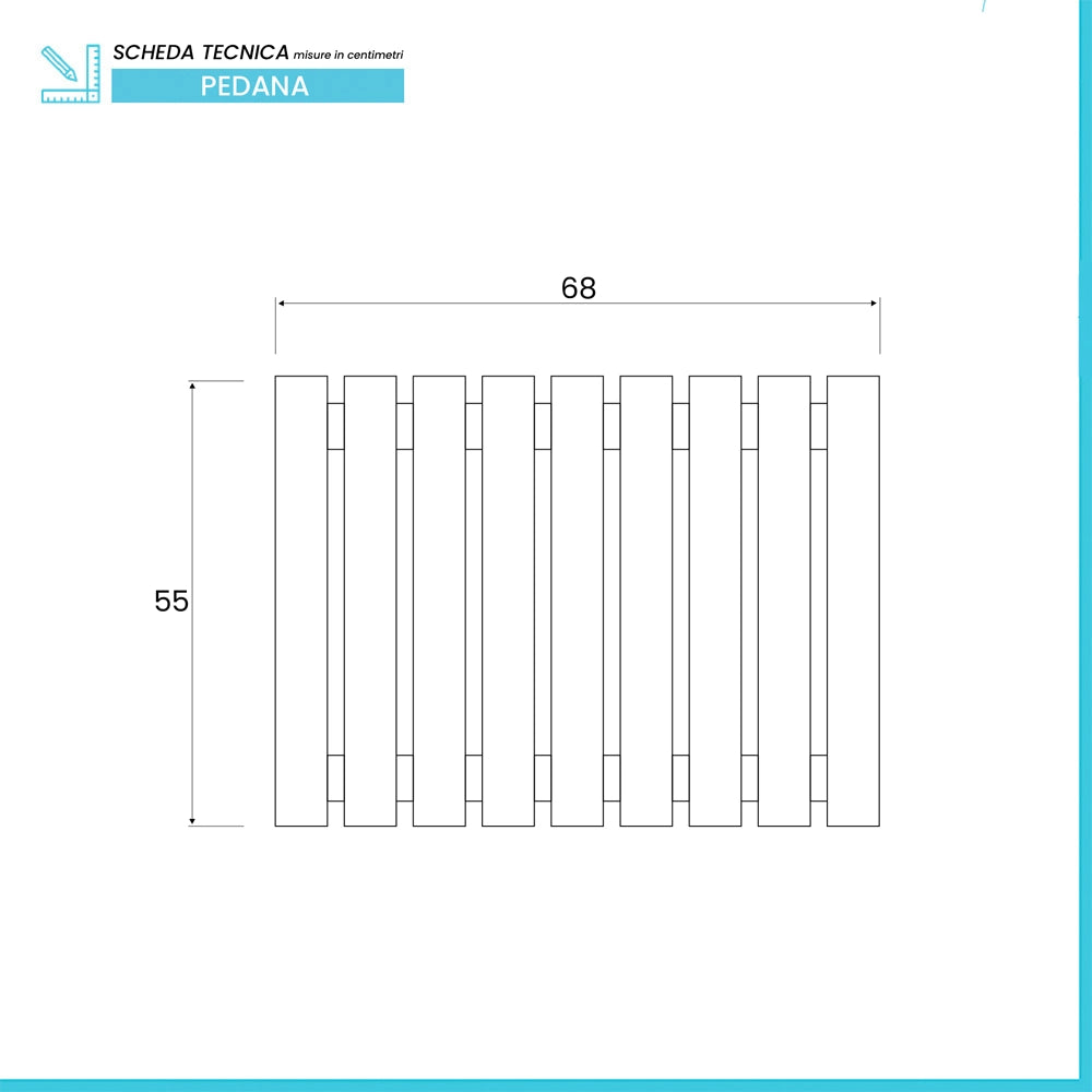 Pedana doccia legno 55 x 68 in massello antiscivolo per piatto doccia 70 x 90