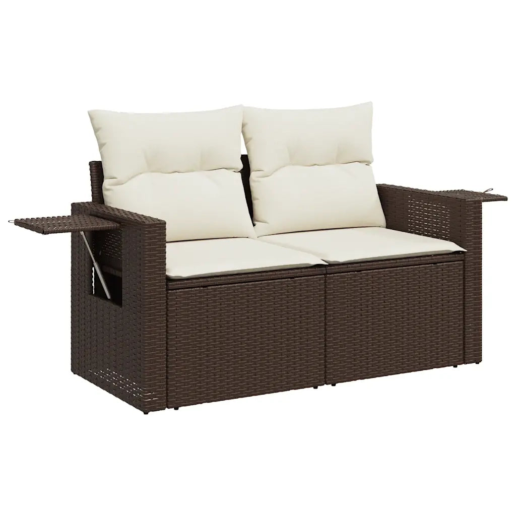 Set Divani da Giardino 7 pz con Cuscini Marrone in Polyrattan 3220482