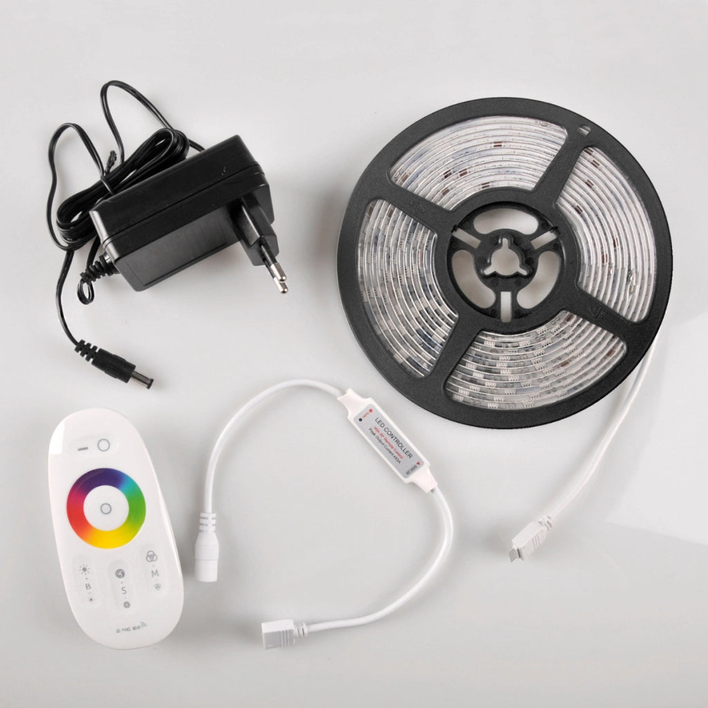 Kit striscia LED 5m 24V RGB+4000K IP65 Polux telecomando RF