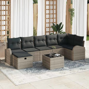 Set di divani con cuscino con archiviazione Grigio polyrattan 3359108