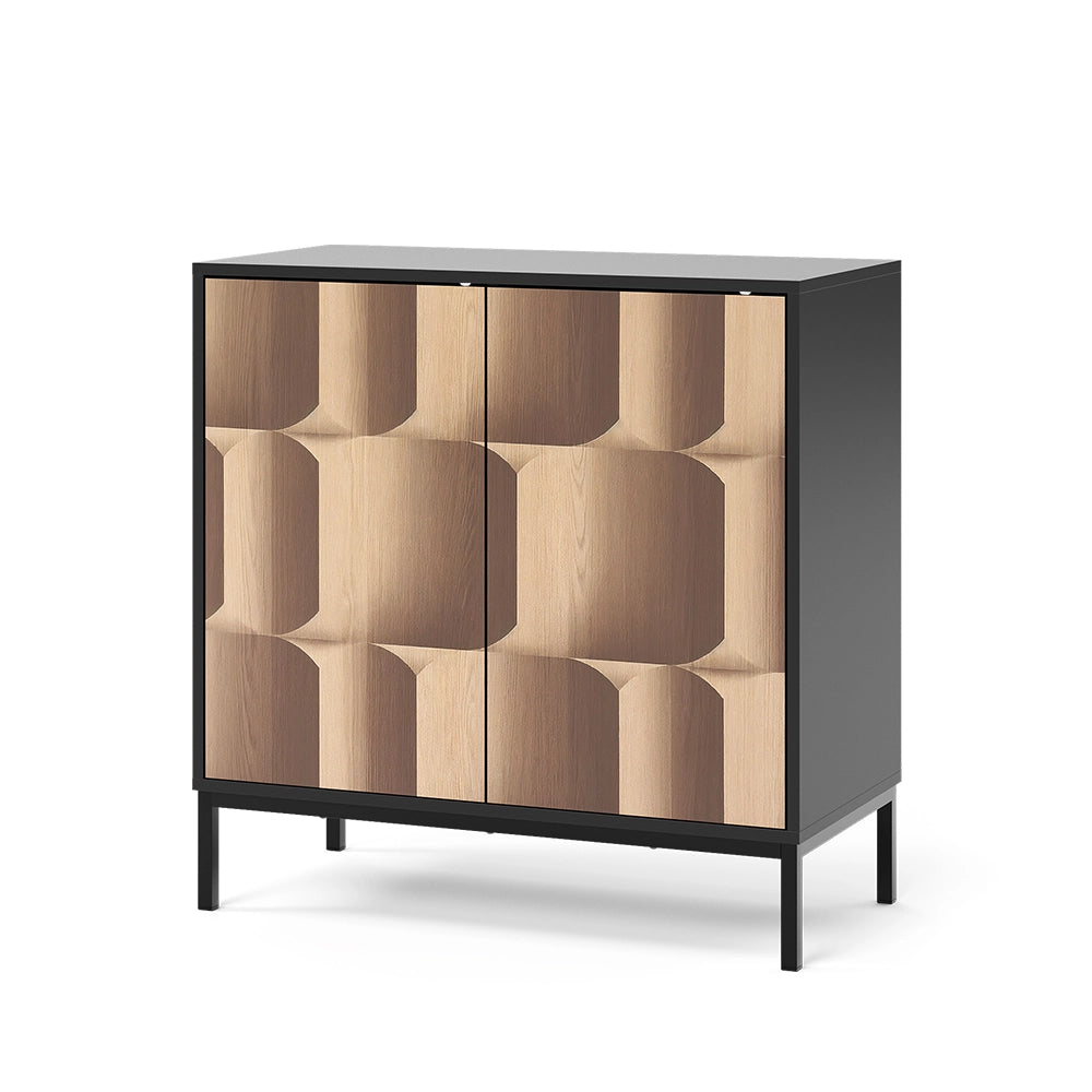 Vicco Credenza Nero/quercia 80 x 40 cm con 2 ante