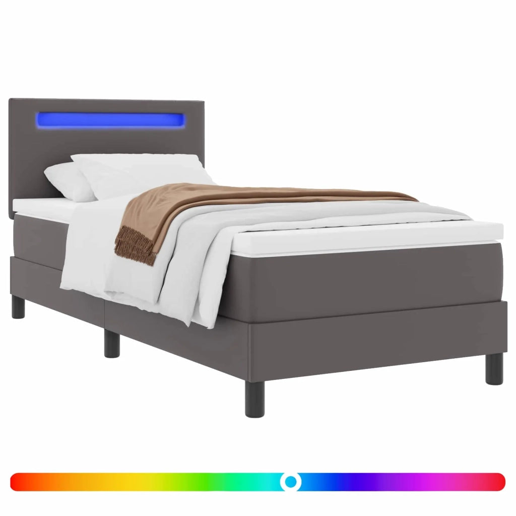 Letto a molle con materasso Grigio 90 x 200 cm Pelle sintetica 3339034