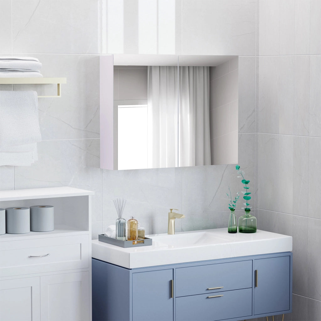 Armadio Bagno con Specchio ¨C Minimal ¨C Lilla Chiaro 80x15x60 cm