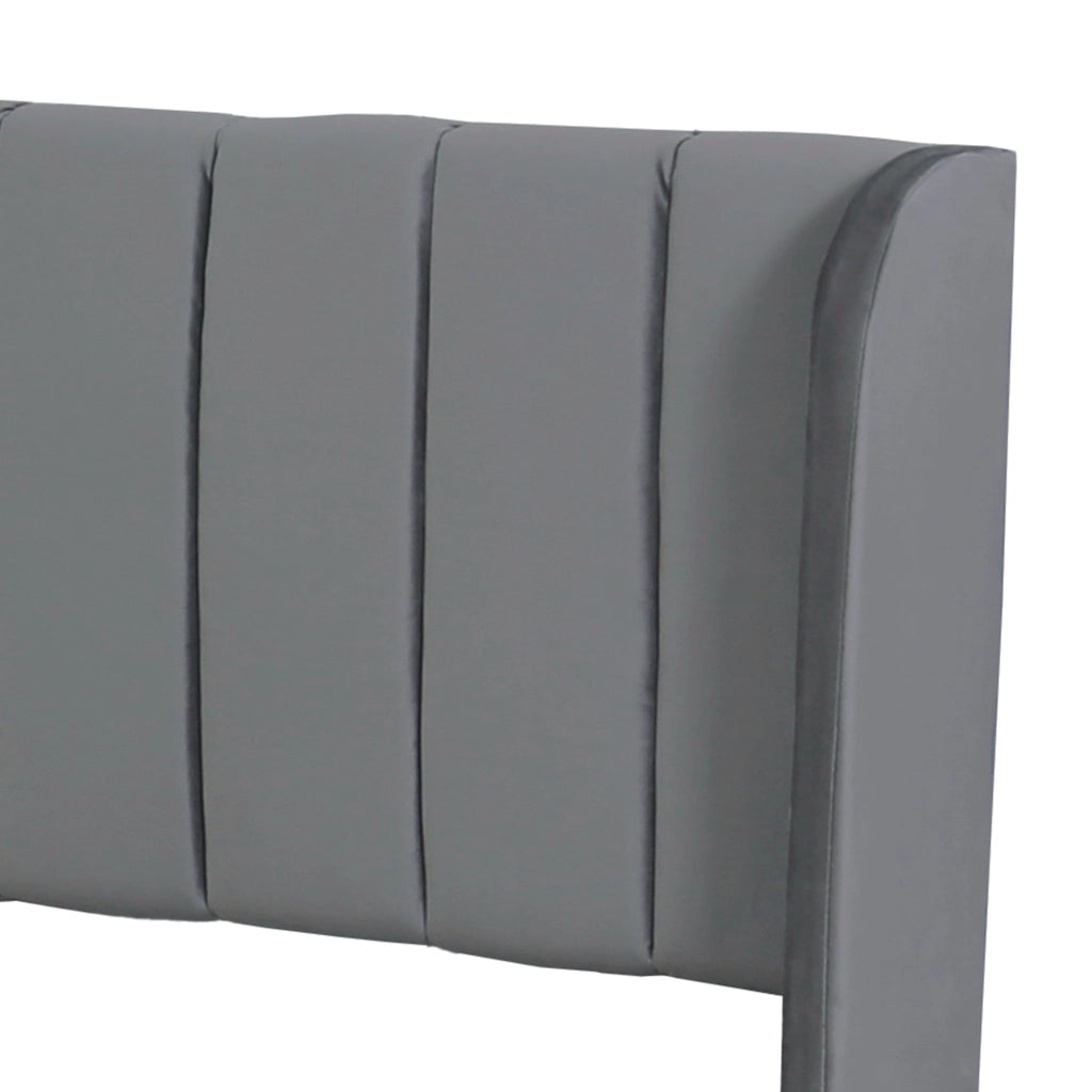LETTO 180x200 cm in velluto grigio con rete a doghe e 2 cassetti