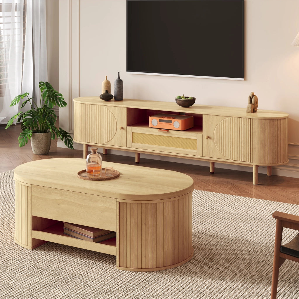 Credenza TV Natural in MDF lunghezza 175 cm