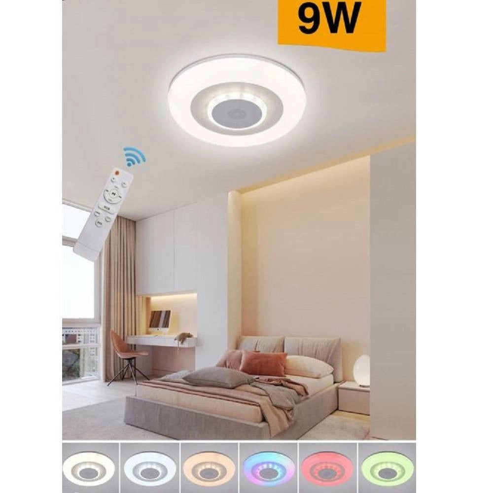 Trade Shop - Plafoniera Soffitto Luce Led Rgb Bluetooth Cassa Telecomando Dimmerabile C44-rgb-o -