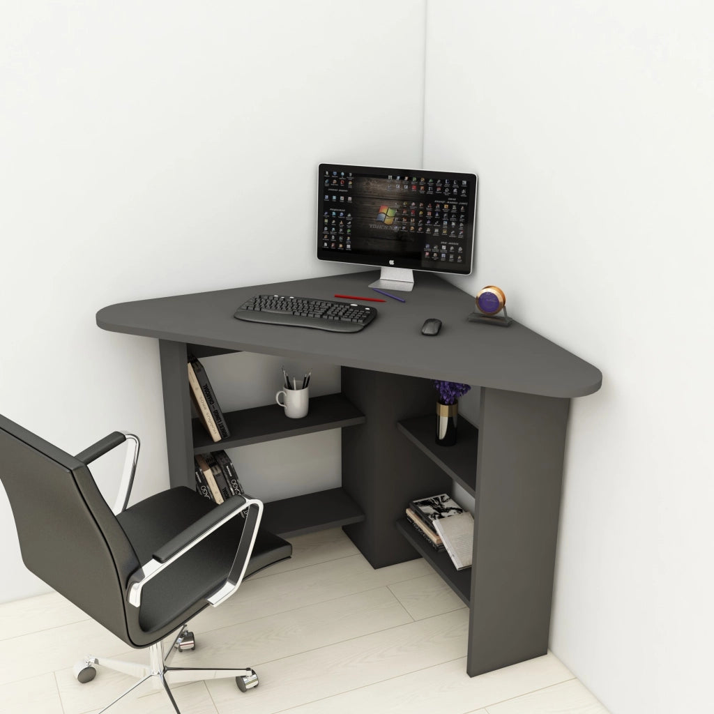 Panchia, Scrivania 5 Ripiani, 80x80x74h cm Nero Antracite