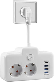 Scatola a doppia presa da parete con 3 USB e 1 Type-C - sicurezza per bambini e interruttore
