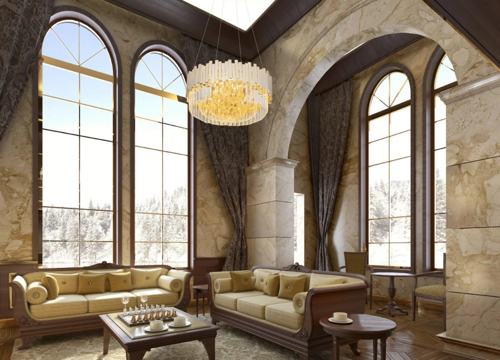 Lampadario glamour tondo oro cristalli 8xE14 Maxlight