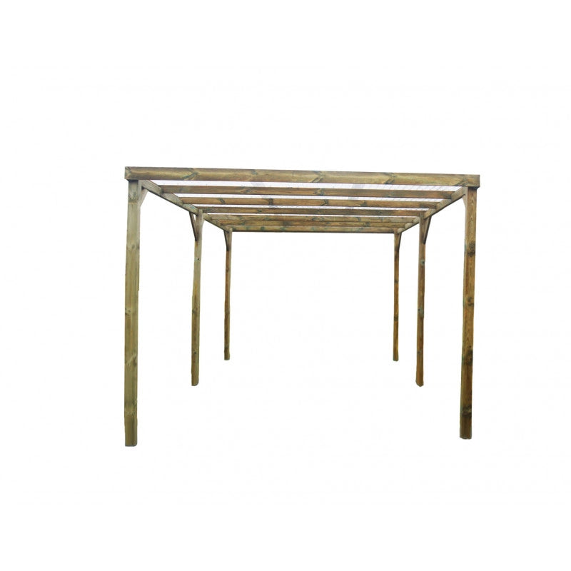 Carport in legno da giardino 302x497 cm – Tettoia auto, pergola con 6 pali – tetto PVC trasparente – autoclave – CAR3051A2(ex.CAR3051A) Foresta