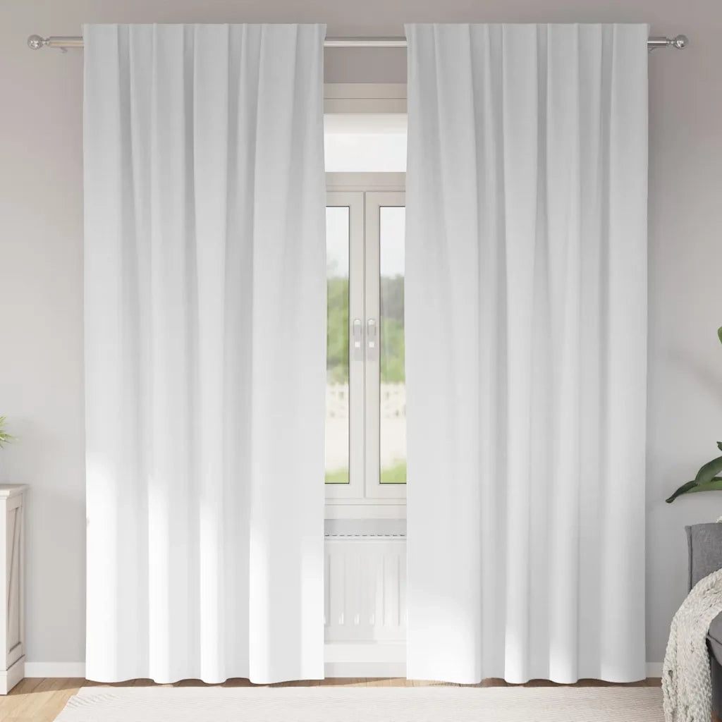 Tende Oscuranti | Tende Blackout con Anelli 2 pz Bianco Puro 245 x 140 cm