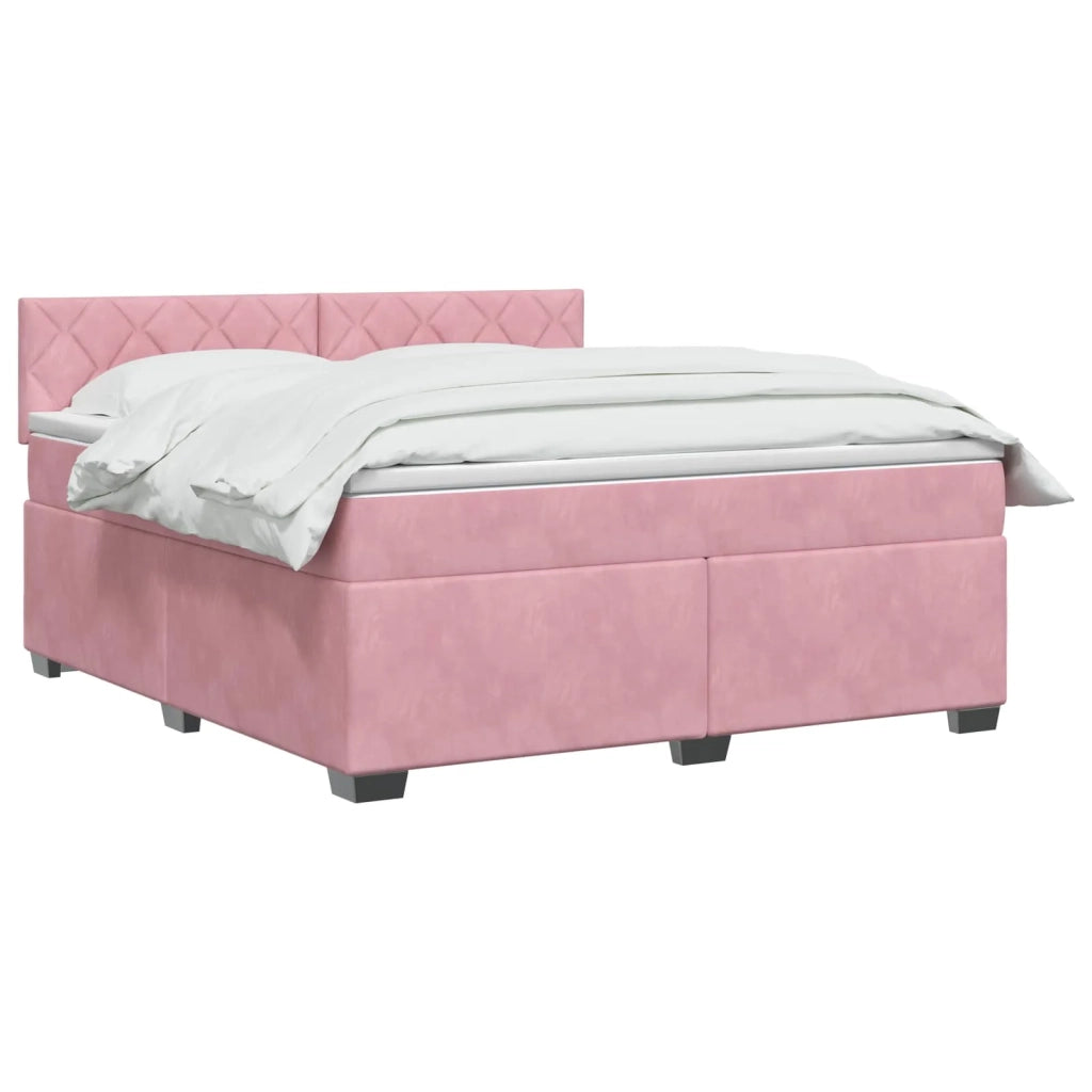 Letto con Box Spring, Materasso e LED Rosa 140 x 200 cm Velluto 3452203