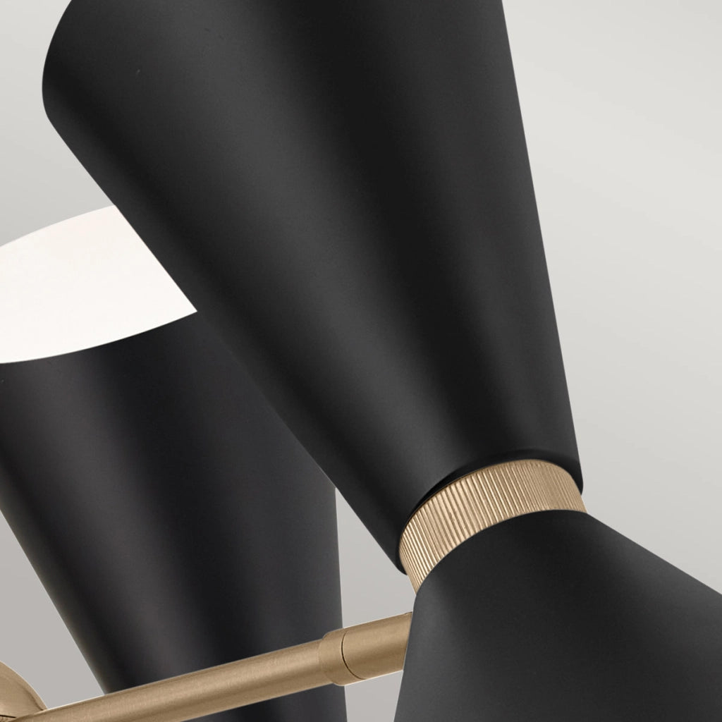Sospensione Kichler Phix oro/nero con 3 paralumi 6xE27