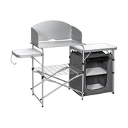 Tavolo da campeggio pieghevole con contenitore 146 x 45,5 x 112 cm pratico contenitore design moderno grigio alluminio 20_0013906