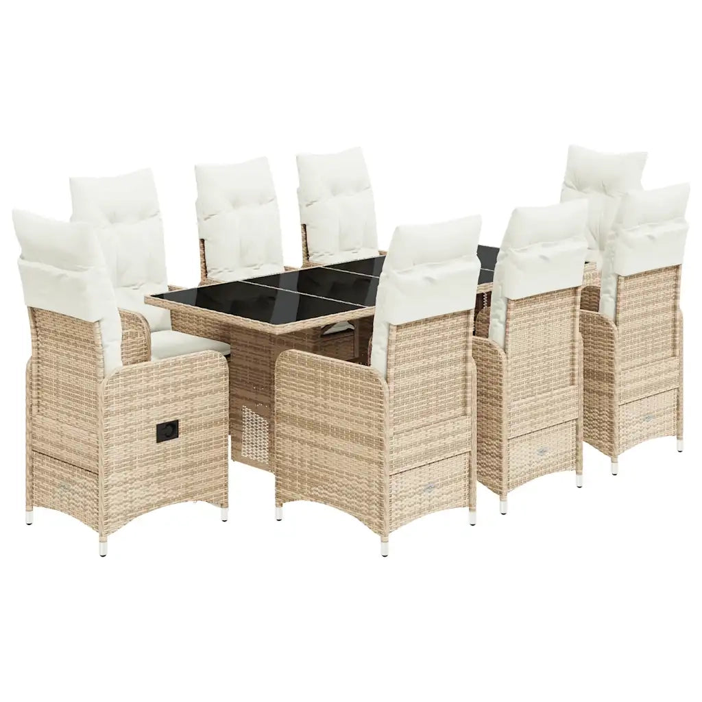 Set da Bistrò da Giardino 9 pz con Cuscini Beige in Polyrattan 3277106