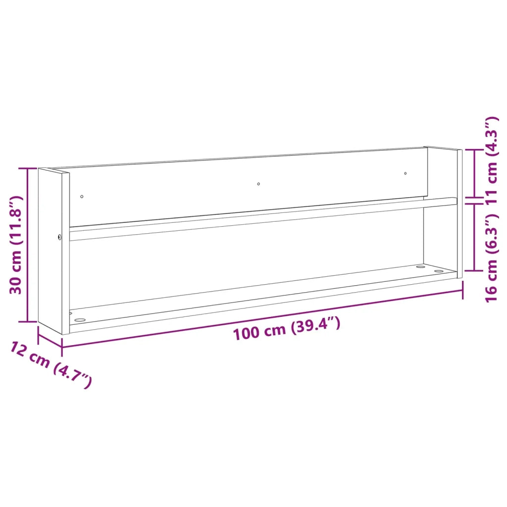 Scaffale per riviste Rovere Sonoma 100 x 12 x 30 cm CFW9295243