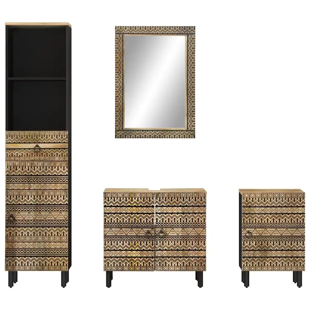 Set Mobili da Bagno 4 pz in Legno Massello di Mango 3310131