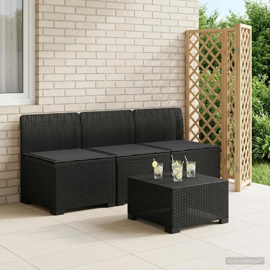 Divano da esterno-Divano da Giardino 3 posti con cuscini in look rattan PP 467550