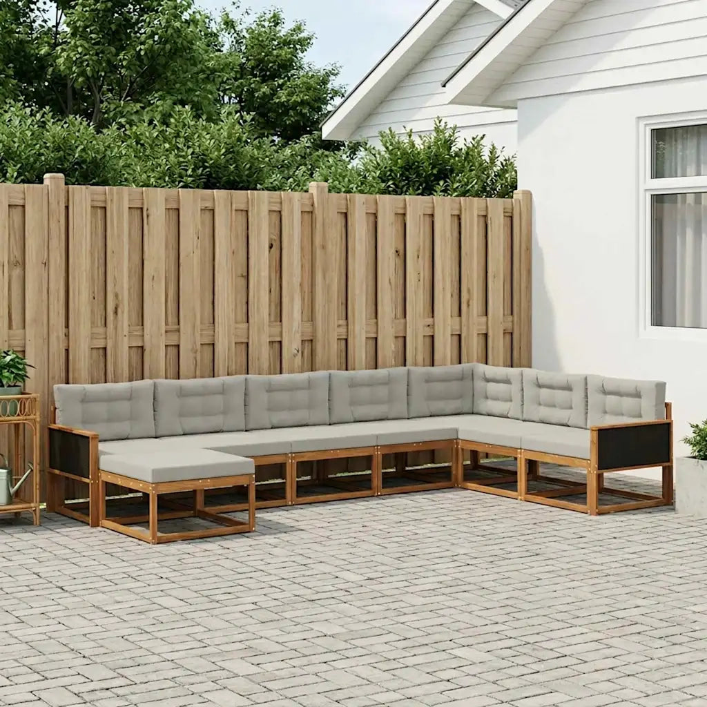 Set di divani da esterno 8 pcs Naturale e Grigio Chiaro 3382794