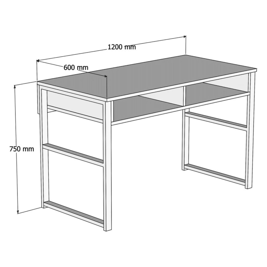 Samo, Scrivania 3 Ripiani, 120x60x75h cm Marrone Noce