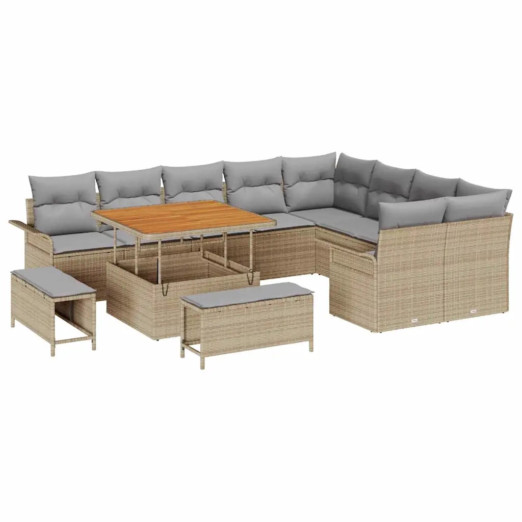 Set Divano da Giardino con cuscino 12 pcs Beige e Grigio Chiaro 3364117