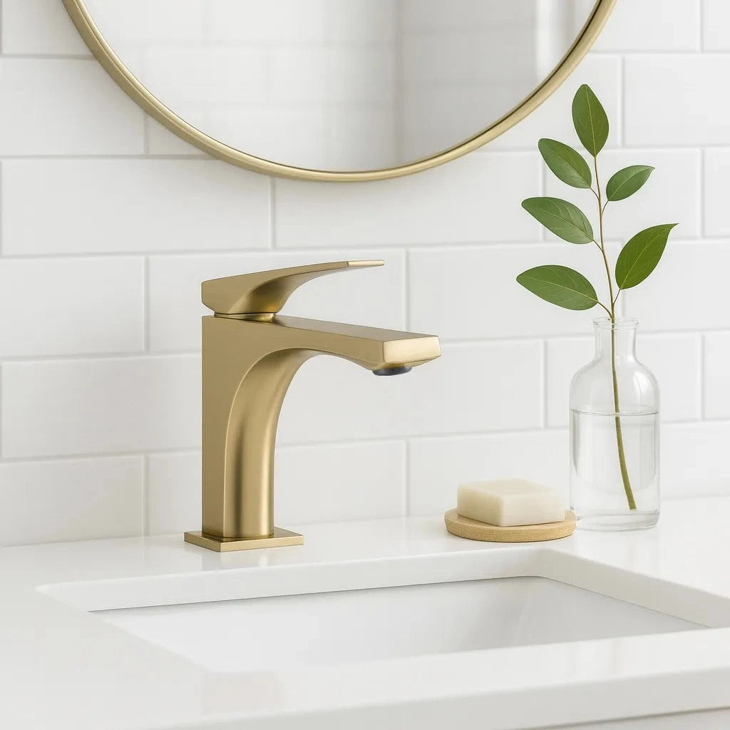 Rubinetto Da Lavabo Premium Rea Joe Brush Gold Low
