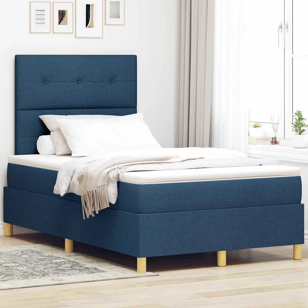 Letto a molle con materasso Blu 120 x 190 cm Tessuto 3339608