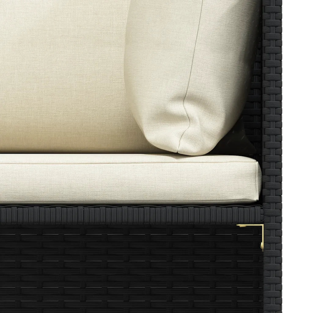 Divano da Giardino a 2 Posti con Cuscini Nero in Polyrattan 313512