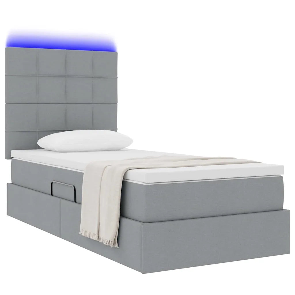 Letto con contenitore e LED con led Grigio chiaro 100 x 200 cm 3372396