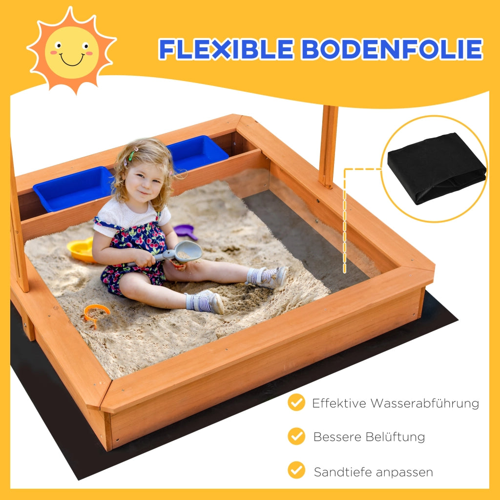 Sandbox con Copertura Regolabile ¨C Minimal ¨C Legno 107.5x107.5 cm