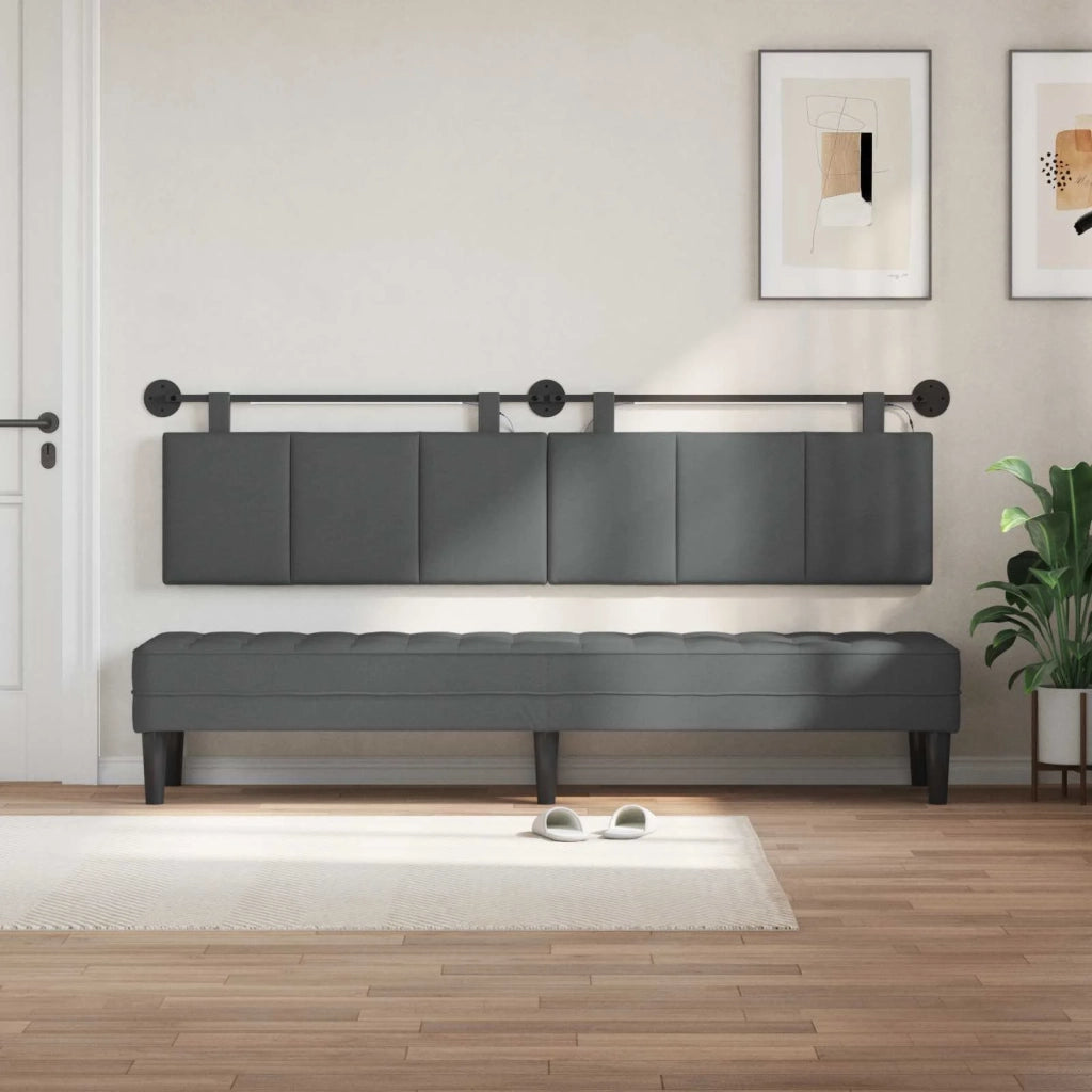 Testiera | Testata sospesa Con luce LED Grigio Scuro Tessuto