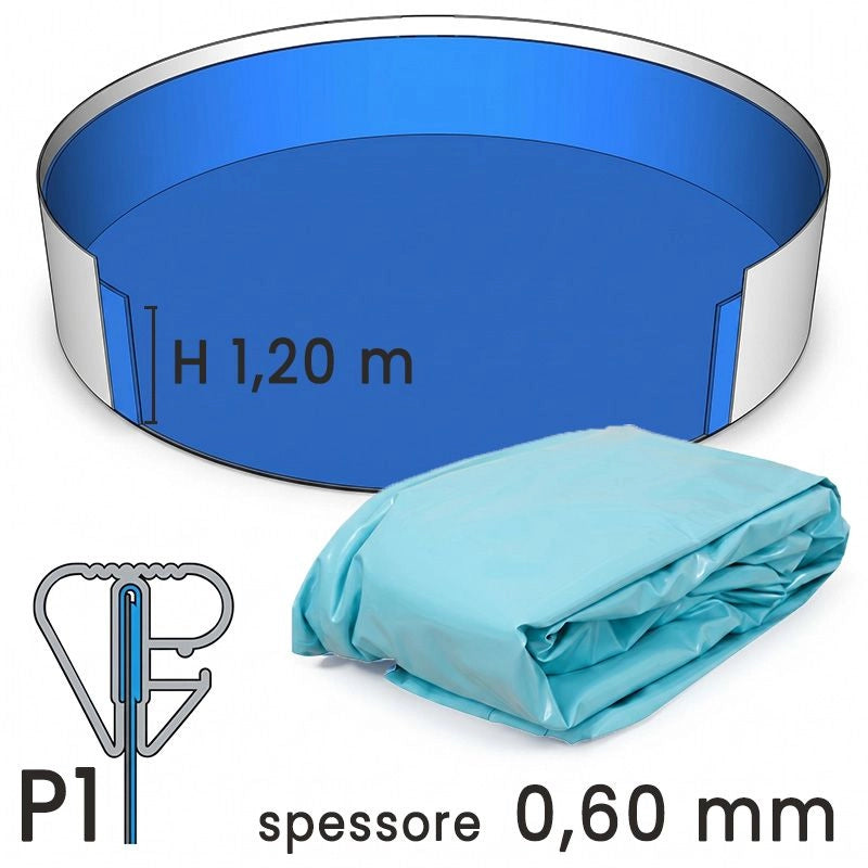 Liner Per Piscine Circolari In Lamiera Di Acciaio  3,50 X H. 1,32 - Colore Azzurro- Spessore 0,60 Mm Colore: Antracite
