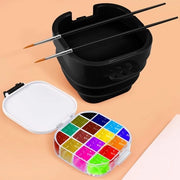 Pittura a olio 16 contenitori - Cassetta di pittura pieghevole - Asciugacolori multifunzionale - Contenitore di acquerelli portatile - Chiusura ermetica - Incluso bicchiere d'acqua