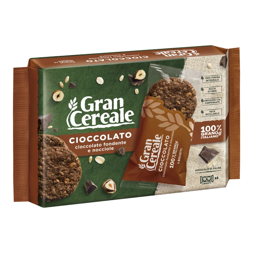 Barilla gran cereale biscotto con cioccolato e nocciole 4 pezzi da 216 grammi