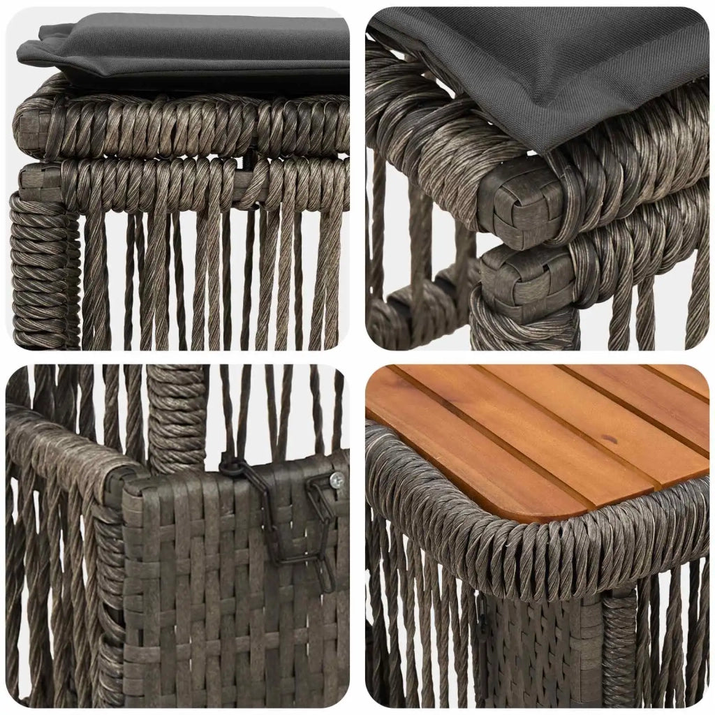 Set da Pranzo per Giardino 4 pz Grigio e Grigio Scuro 42026754