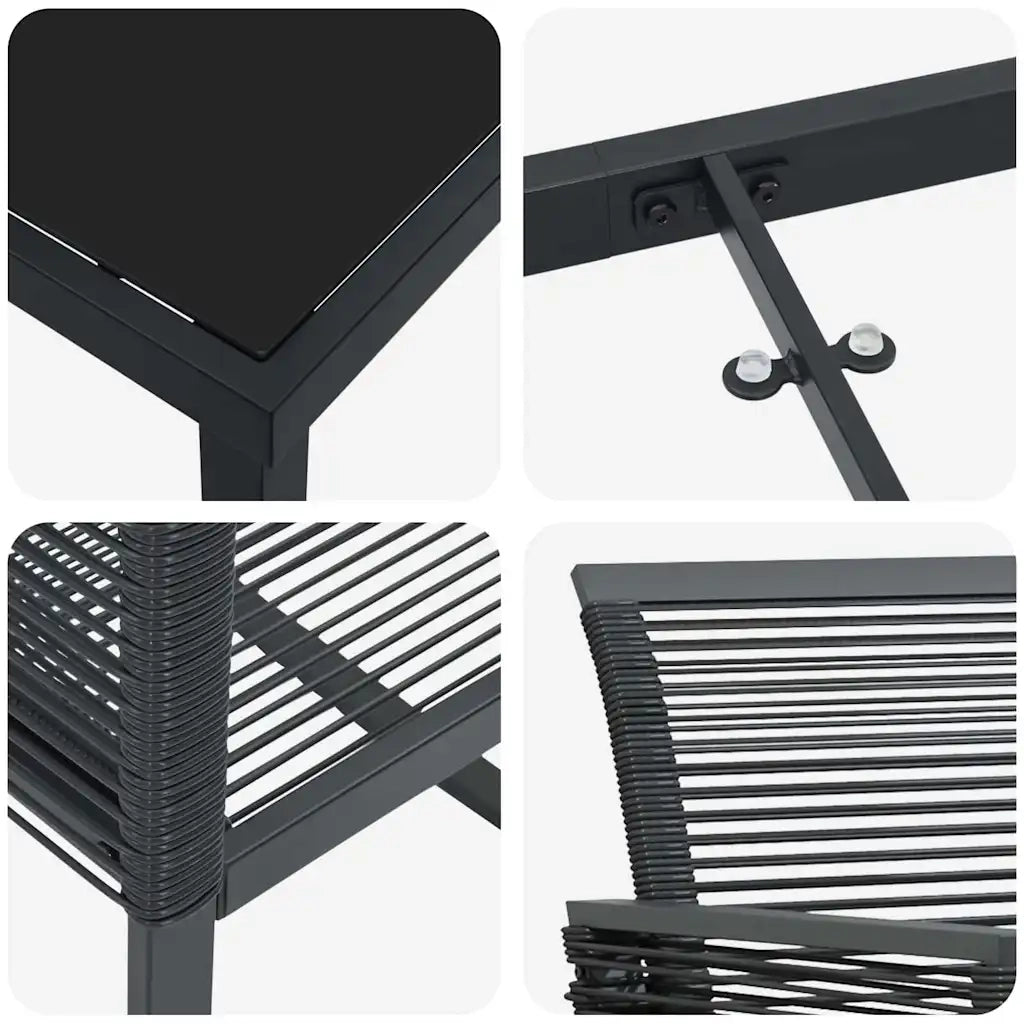 Set da Pranzo per Giardino 7 pcs Nero 3379315
