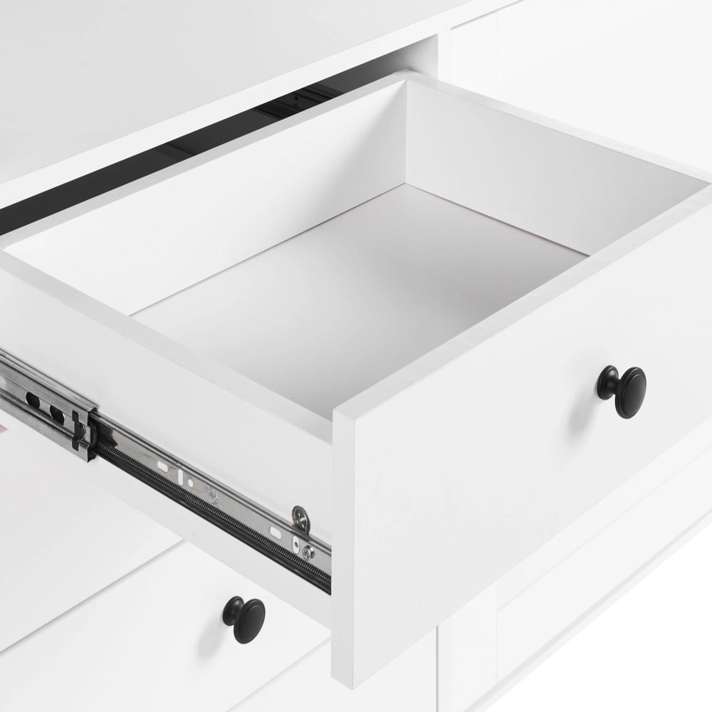 Credenza contenitore 4 cassetti 2 ante metallo bianco in stile rustico