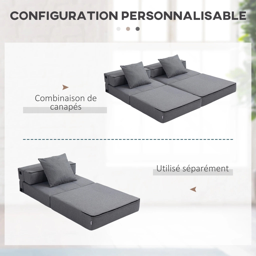 Poltrona letto convertibile 1 posto ¨C Xylo ¨C Tessuto grigio con cuscino sfoderabile