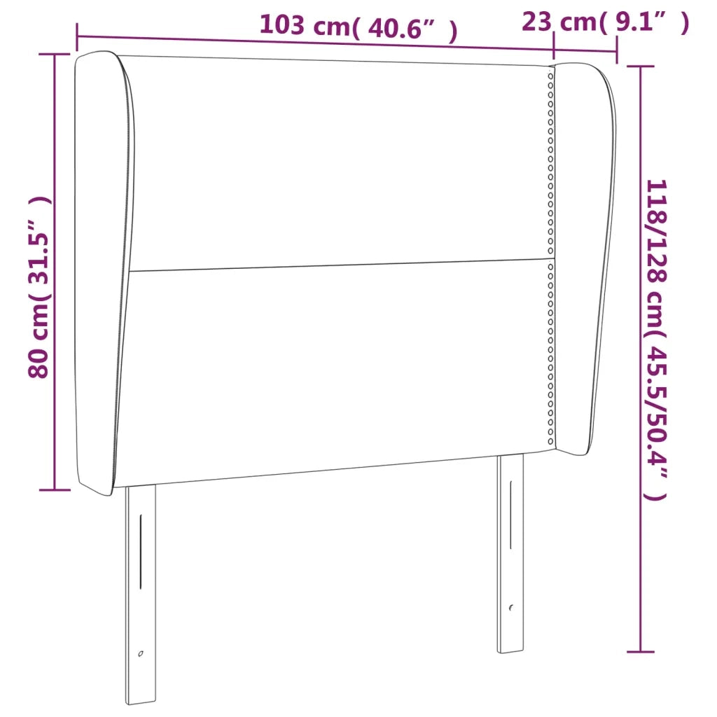 Testiera | Testata ad Orecchio Nera 103x23x118/128 cm in Similpelle