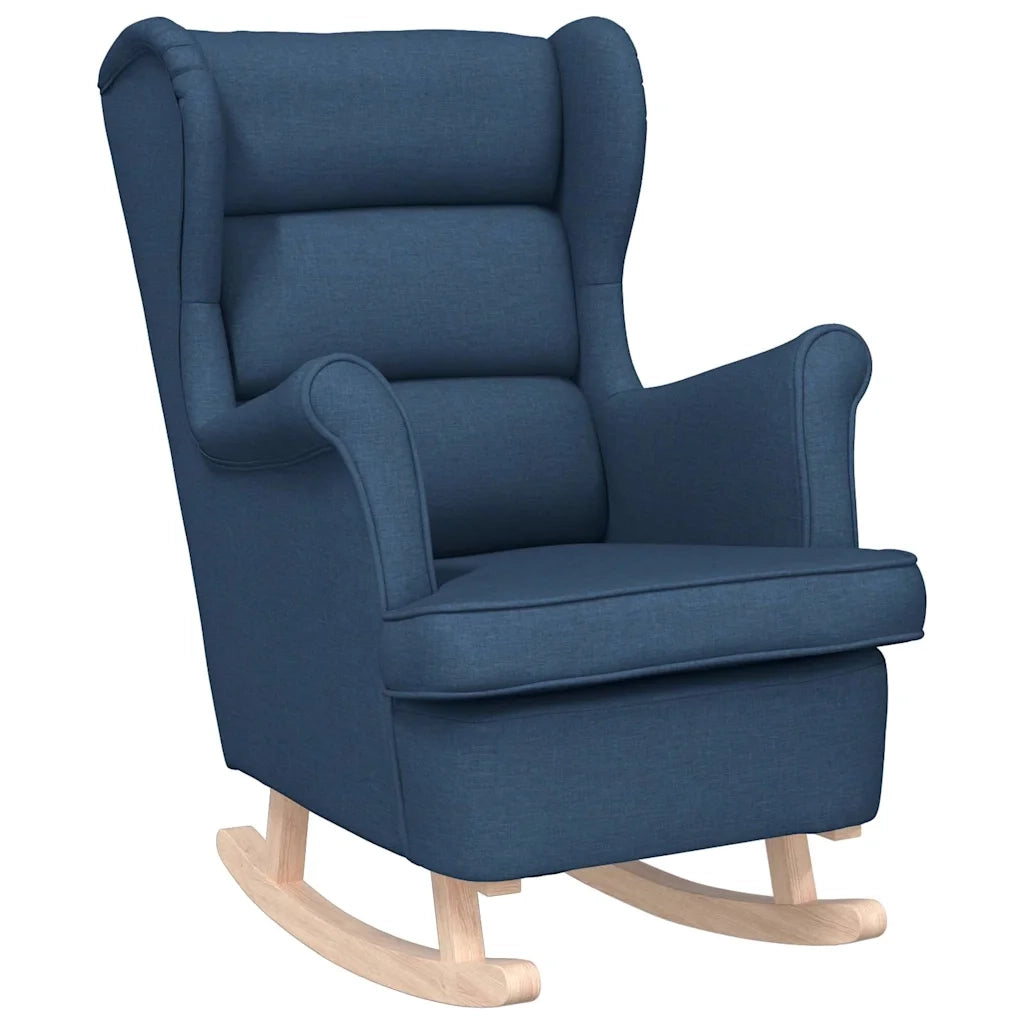 Poltrona | Sedia a Dondolo Blu 74x90x102 cm in Tessuto